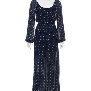 Reformation navy polka dot maxi dress